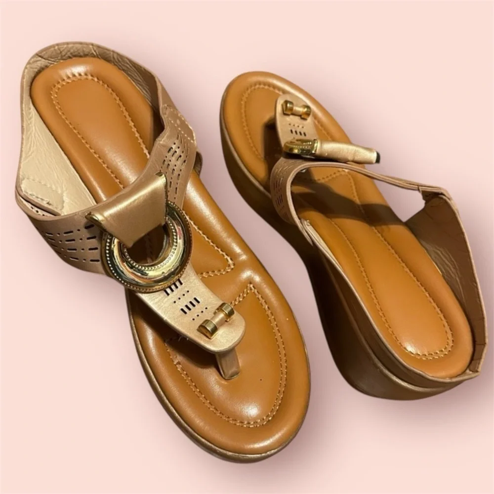 Brown Wedge Sandals - Super Cute - Size 37